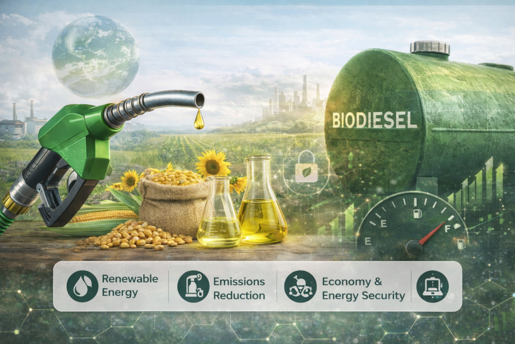 Biodiesel production and sustainability elements