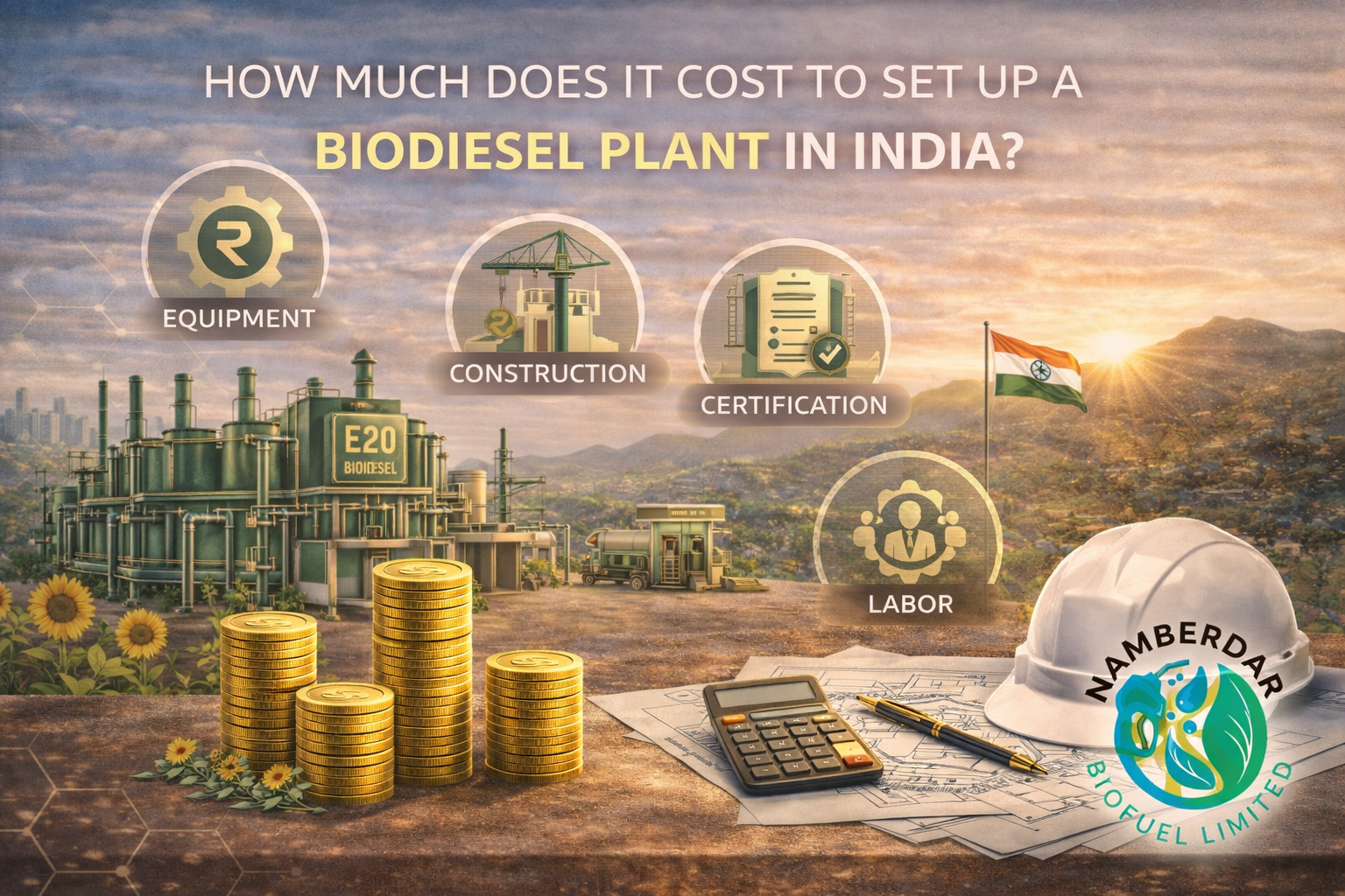 Biodiesel plant setup costs in India with logo