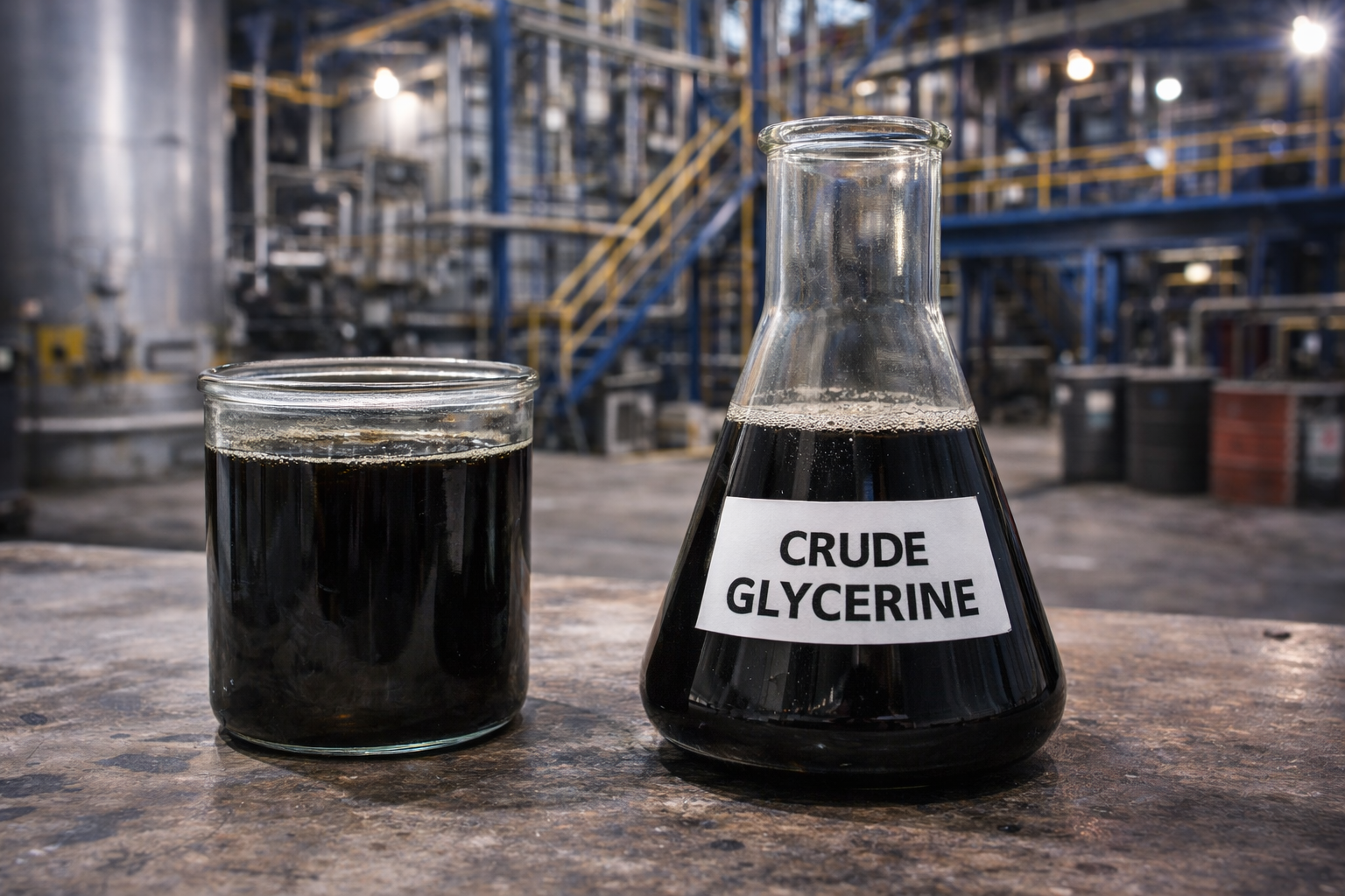 Industrial crude glycerine production process