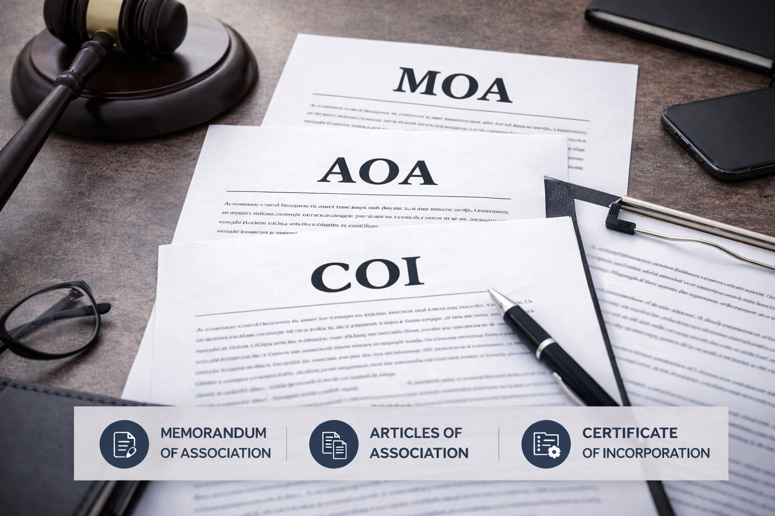 Legal documents and office essentials