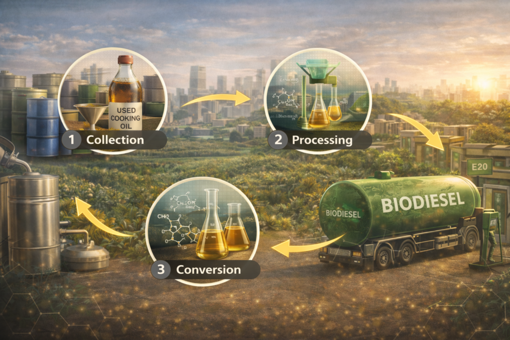 Process of turning oil into biodiesel
