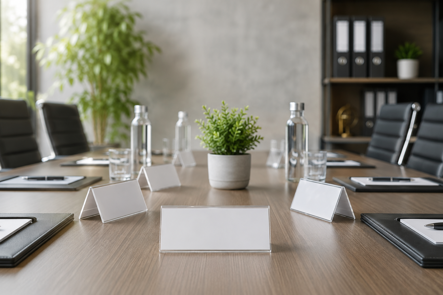 Empty Boardroom Table Setup